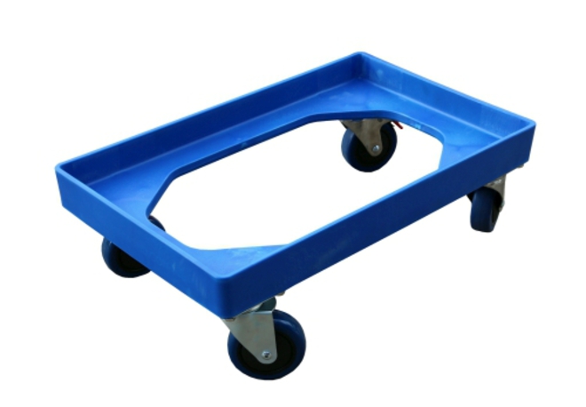 Blue Crate Skate with Rebound Rubber Wheels / ZP Castors image 0